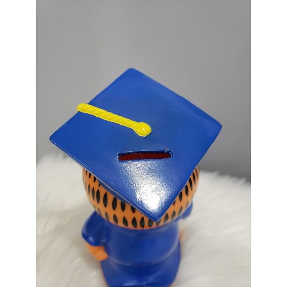 RARE 1981 Graduation Garfield Coin Bank Piggy Bank Vintage Open House Decor Gift - Picture 4 of 7